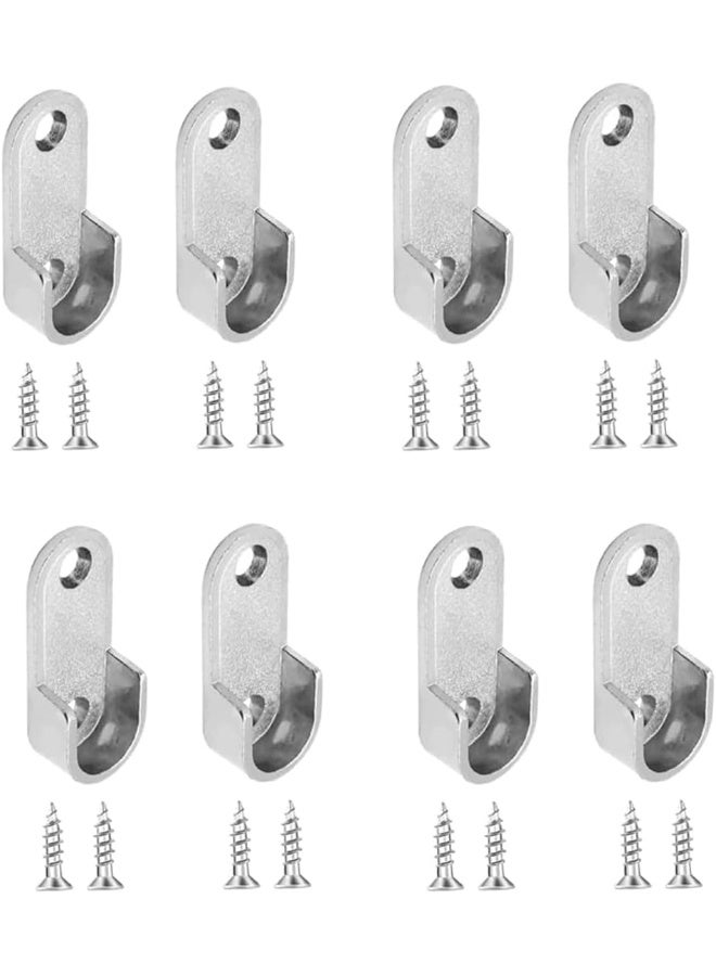 Biella Oval Closet Rod End Flange Bracket Supports Furniture Hardware Accessories Wardrobe Tube Support Bracket With Screws Clothes Hanging Rod Holder (Pack 8)  - Image 1