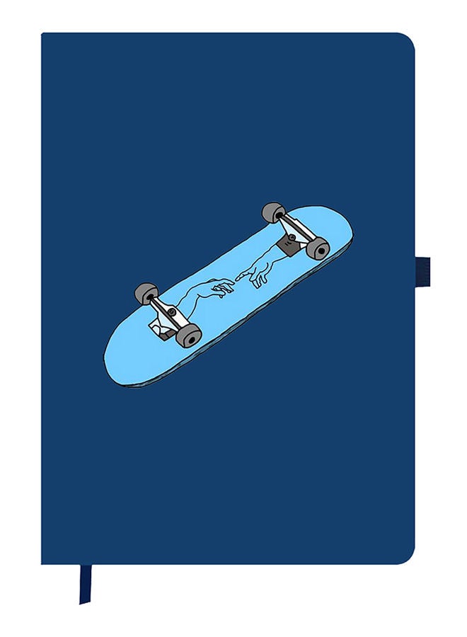 Theodor Designer A5 Thick Blue Hardcover Notebook Skating Penguin - Image 1