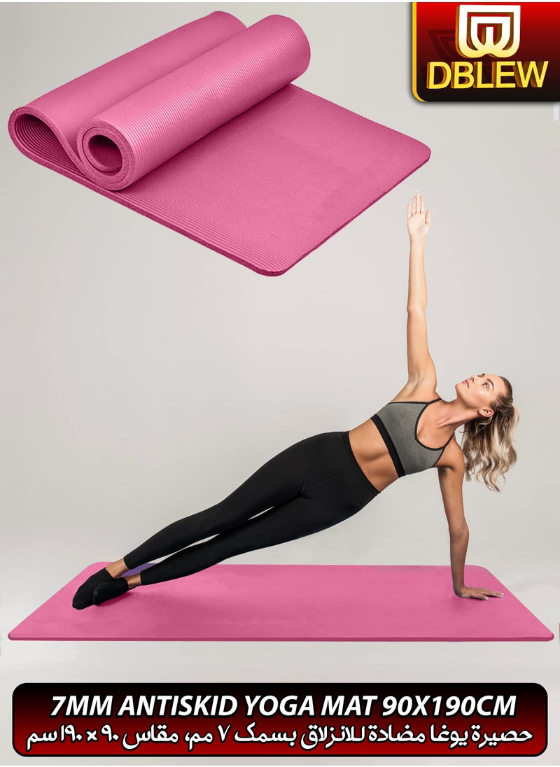 DBLEW Professional 7mm Thick Anti Fatigue Yoga Mat Knees Supportive Anti Slip Fitness Home Exercise EVA Eco Friendly Ideal For All Types Of Pilates Floor ABS Belly Tummy Fat Workouts Gym Stretching 90x190cm  - Image 1