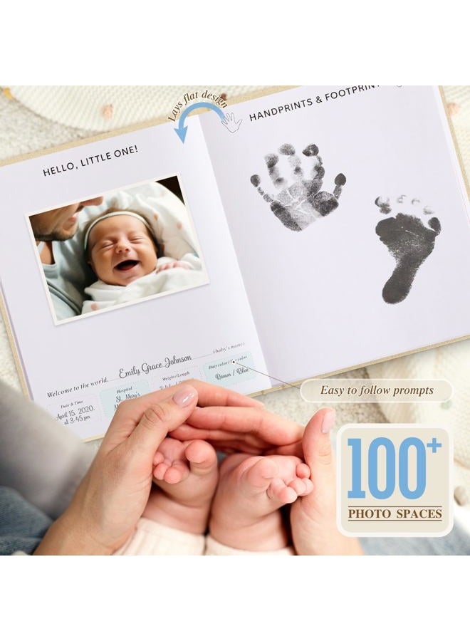 Lanpn Baby Memory Book for Boy Girl - The Story of You, Newborn Babys Book Keepsake Photo Album for New Parents, Linen Cover Baby First 5 Year Milestone Scrapbook Journal (Blue, 154 Pages) - Image 4