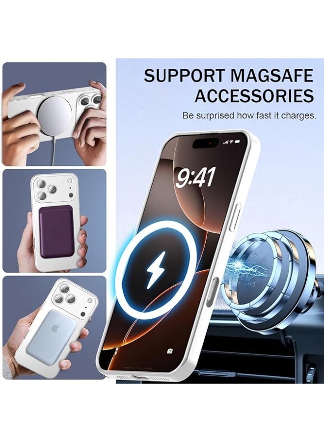 Compatible with Magnetic for iPhone 17 Pro Case [Compatible with MagSafe][Built-in Camera Lens Protector] Slim Thin Soft Silicone Bumper Shockproof Metallic Luster Phone Case (Silver) - Image 3