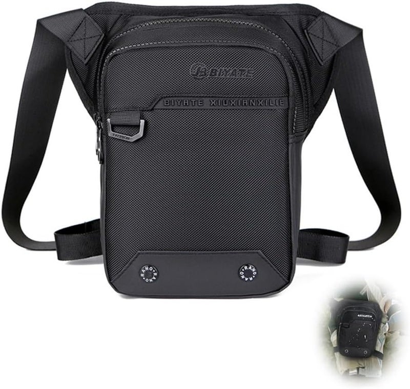 Drop Leg Bag, Motorcycle Tactical Fanny Pack Waterproof Thigh Bag with Removable Strap for Hiking, Climbing, Cycling, Fishing, Riding, Travel, Black - Image 1