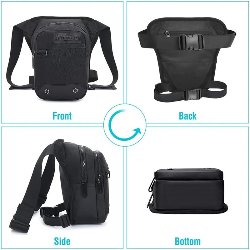 Drop Leg Bag, Motorcycle Tactical Fanny Pack Waterproof Thigh Bag with Removable Strap for Hiking, Climbing, Cycling, Fishing, Riding, Travel, Black - Image 4