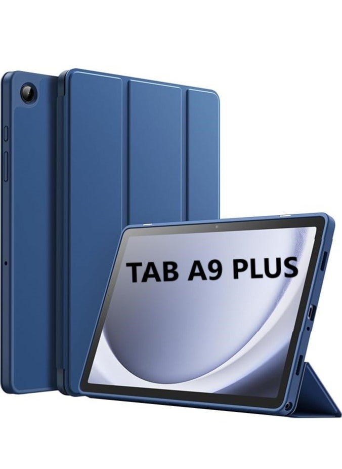YoYoTech - Samsung Galaxy Tab A9 Plus 11 Inch 2023 Model with Pencil Holder Slim Tablet Cover with Soft Back Auto Wake Sleep Function Blue - Image 1