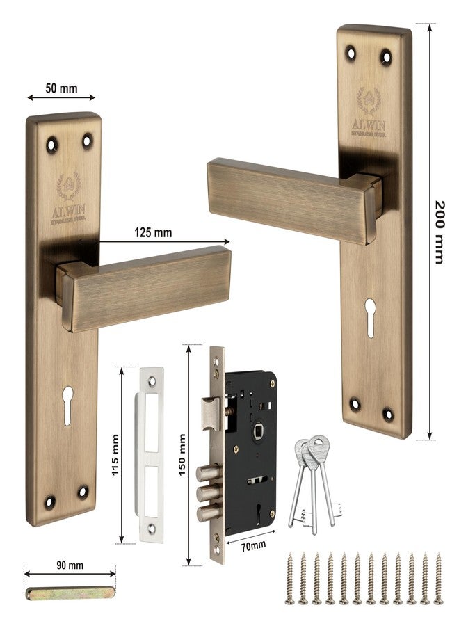 ALWIN Stainless Steel,1326 KY AQ, Mortise Lockset, 6Lever, 2Turn Locking Mechanism Suitable for Left & Right Handed Doors in Main Door, Living Room, Bedroom, Offices Hotels etc.(Antique, Key Lock) - Image 2