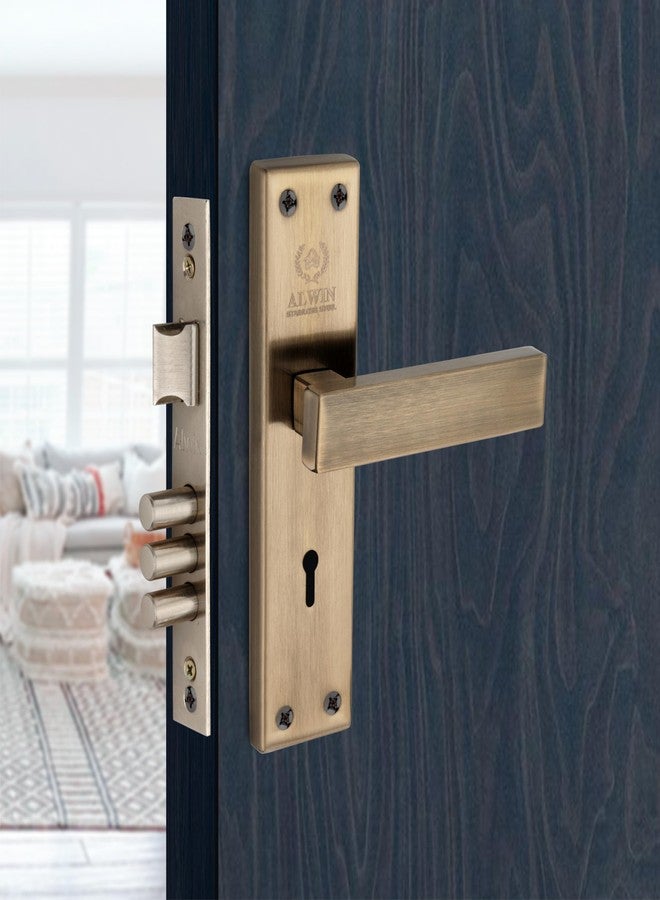 ALWIN Stainless Steel,1326 KY AQ, Mortise Lockset, 6Lever, 2Turn Locking Mechanism Suitable for Left & Right Handed Doors in Main Door, Living Room, Bedroom, Offices Hotels etc.(Antique, Key Lock) - Image 1