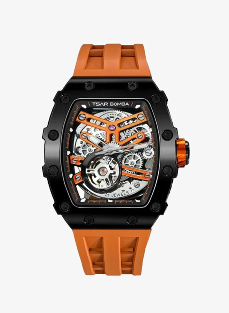 Tsar Bomba TSAR BOMBA Luxury Mens Automatic Mechanical Watches - Japanese Movement Sapphire Glass - 50M Waterproof Men's Watch - Square Wrist Watches Silicone Band Luminous Elegant Gifts for Men TB8208