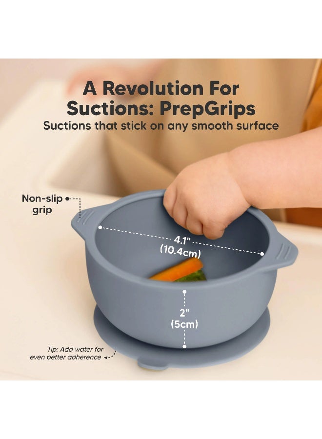 KeaBabies Prep Silicone Suction Bowls, Baby Feeding Set, BPA-Free, Slate - Image 3
