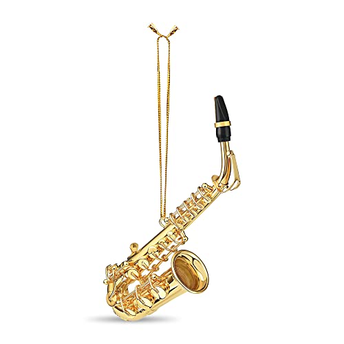 Broadway Gifts Broadway Gift Company Musical Instrument Christmas Ornament 45 Gold Saxophone 