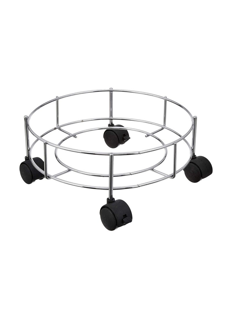 sulfar - Sulfar Stainless Steel Gas Cylinder Trolly/LPG Gas Cylinder Stand Trolley with Wheels (Silver) | LPG Gas Cylinder Trolley with 4 Wheels (4mm) - Image 1