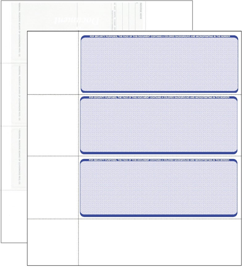 Compuchecks Computer Check Paper - Blank Personal Wallet Checks 3 on a Page - Compatible with Versa Check, QuickBooks, Quicken, and Any Laser Printer (100 Sheets / 300 Checks, Blue Diamond) - Image 3