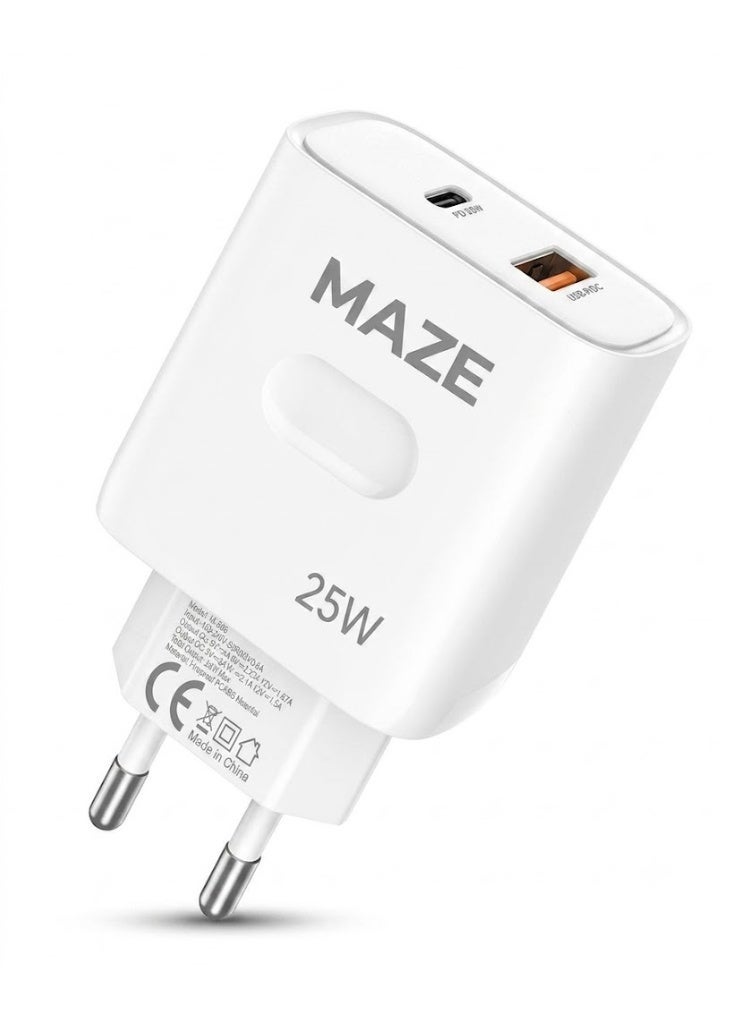 ميذ شاحن حائط فائق السرعة بقوة 25 واط (USB Type-C)، يدعم تقنيتي الشحن السريع PD وQC، شاحن سفر شامل متوافق مع هواتف أندرويد وآيفون والأجهزة اللوحية وبنوك الطاقة وسماعات الأذن اللاسلكية والأجهزة المحمولة. - Image 1
