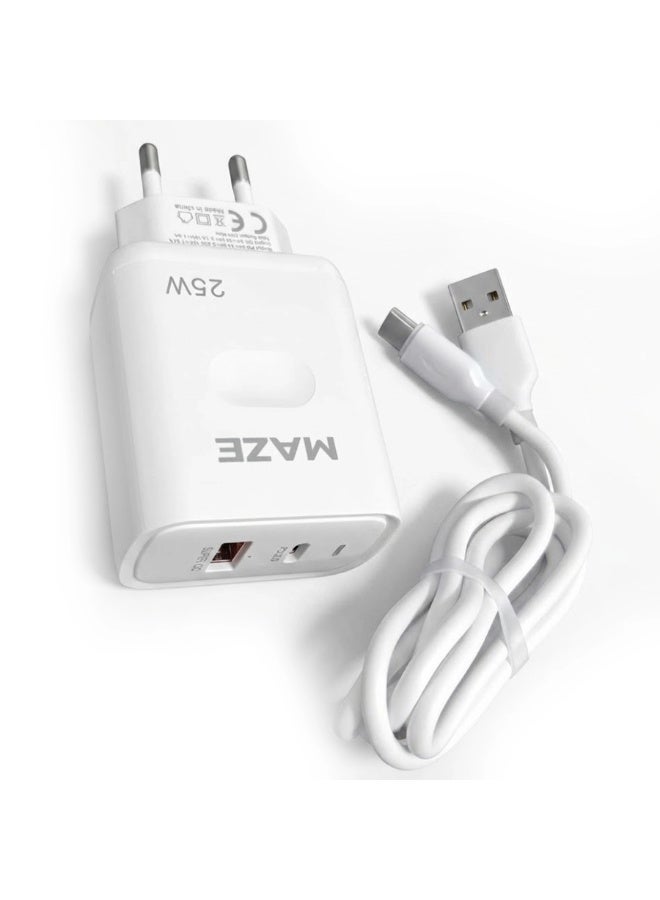 ميذ شاحن حائط فائق السرعة بقوة 25 واط (USB Type-C)، يدعم تقنيتي الشحن السريع PD وQC، شاحن سفر شامل متوافق مع هواتف أندرويد وآيفون والأجهزة اللوحية وبنوك الطاقة وسماعات الأذن اللاسلكية والأجهزة المحمولة. - Image 2