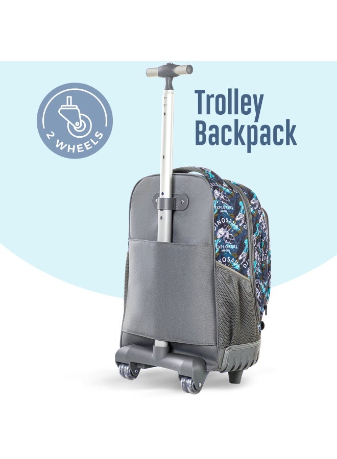 Eazy Kids حقيبة ظهر بعجلات للأطفال Eazy Kids 18" مجموعة من 3 مع حقيبة غداء وحافظة أقلام - تي ريكس - Image 5