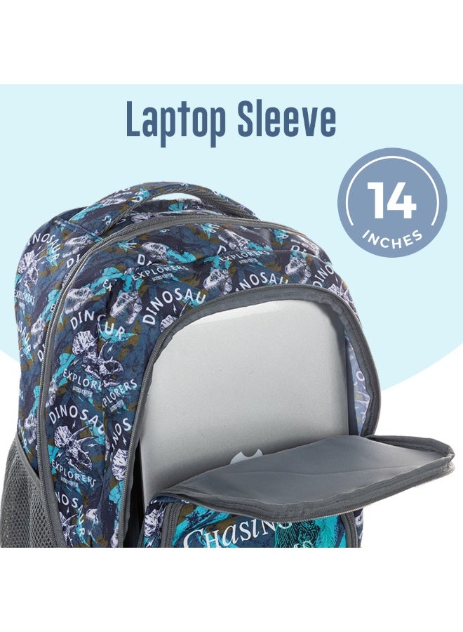 Eazy Kids حقيبة ظهر بعجلات للأطفال Eazy Kids 18" مجموعة من 3 مع حقيبة غداء وحافظة أقلام - تي ريكس - Image 3