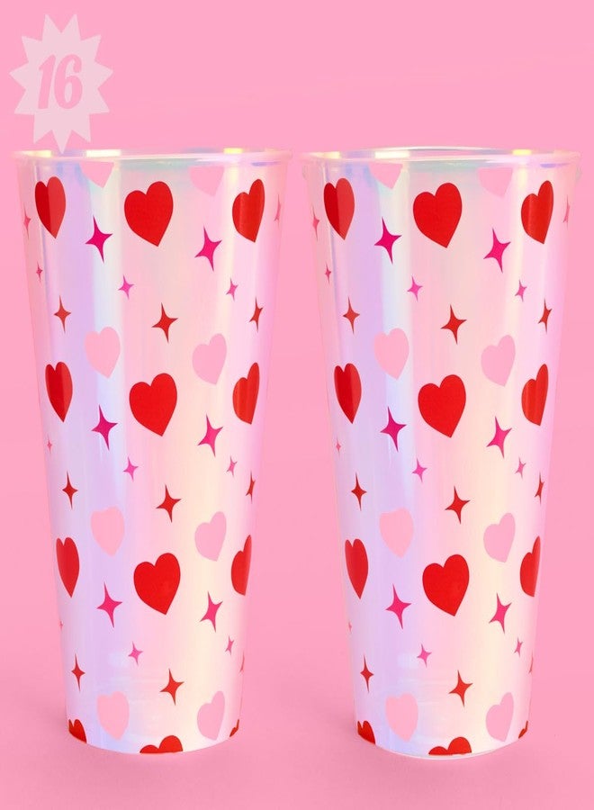xo, Fetti Iridescent Heart + Cherry Plastic Cups | 16 pcs 16 oz | Vegas Bachelorette Drinkware, Lucky in Love Decor, Casino Party, Valentines Supplies, Galentines - Image 5