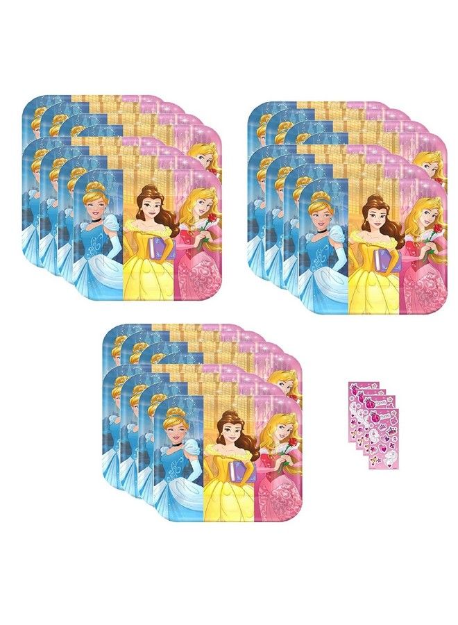 Unique حزمة مستلزمات حفلة أميرات ديزني تشمل 24 طبق ورقي للغداء - Image 1