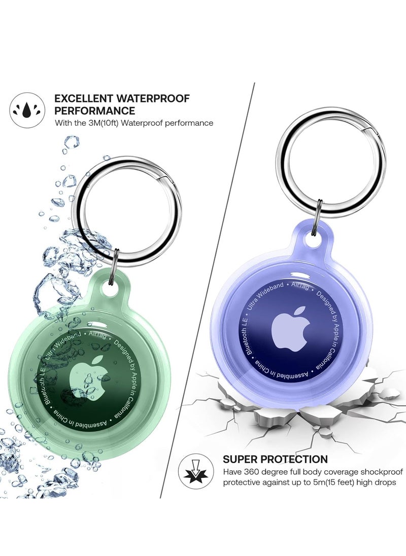 Generic - Airtag Holder Compatible with Air Tag, Waterproof Airtags Cover with Keychain, Protective TPU Case Key Ring for Apple Air Tags Multi-Color Airtag Accessories (4 pack) - Image 1
