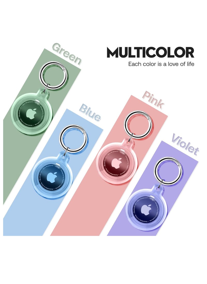 Generic - Airtag Holder Compatible with Air Tag, Waterproof Airtags Cover with Keychain, Protective TPU Case Key Ring for Apple Air Tags Multi-Color Airtag Accessories (4 pack) - Image 1