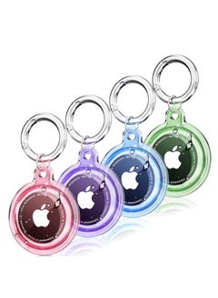 Airtag Holder Compatible with Air Tag, Waterproof Airtags Cover with Keychain, Protective TPU Case Key Ring for Apple Air Tags Multi-Color Airtag Accessories (4 pack)