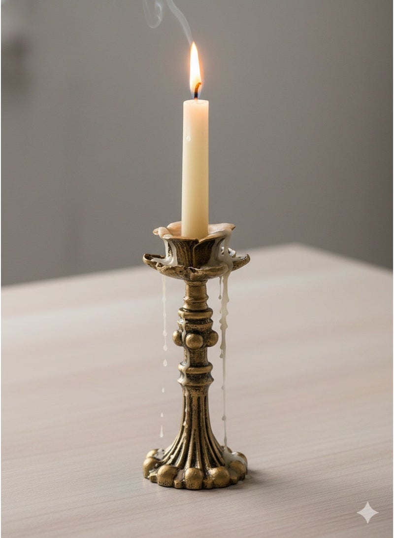 حامل شموع/حامل شموع برونزي، حامل شموع بتصميم قوطي فرنسي عتيق بتصميم زهري عتيق على طراز عتيق وحنين للديكور المنزلي، قطعة مركزية للمائدة، ديكور زفاف عتيق بسيط، أفضل هدايا عيد الأم، هدايا أعياد الميلاد، هدايا الأعياد - Image 3