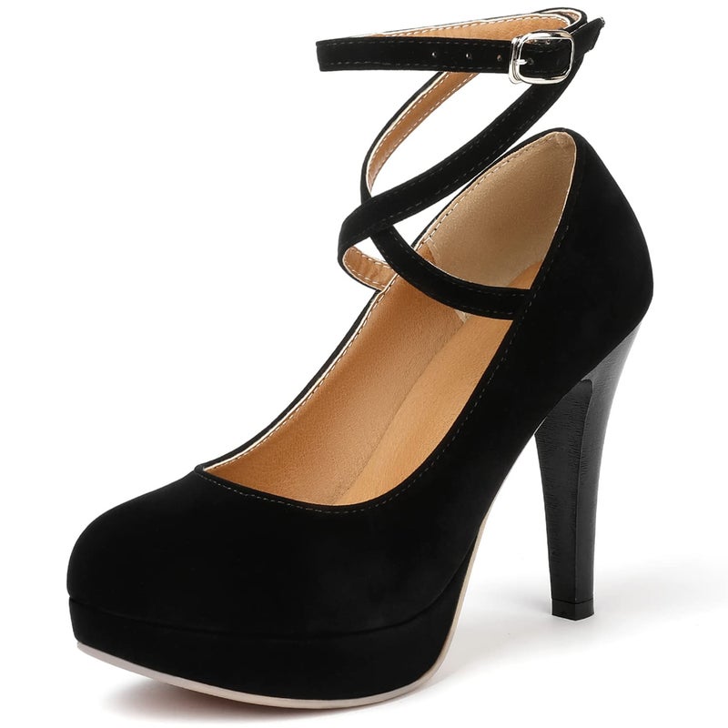 Mostrin Black Closed Toe High Heels for Women Sexy Platfrom Pumps Women's IN4 Classic High Heel for Formal Prom Party Size 7 - Image 1