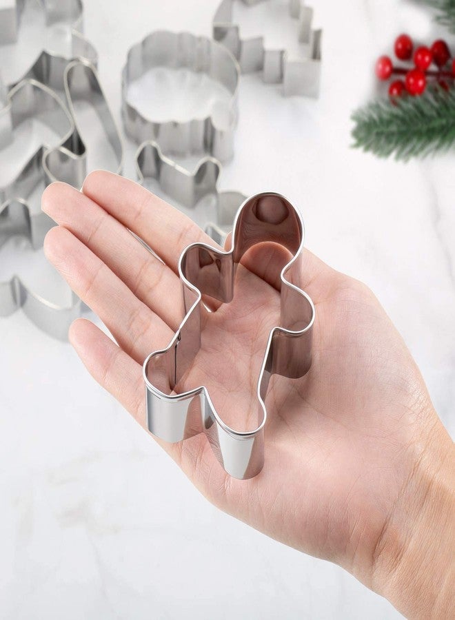 Q-BAKER Christmas Cookie Cutters, 5 Pieces Holiday Cookie Cutters Shape Gingerbread Men,Christmas Tree,Snowflake,Santa Face and Reindeer Face for Baking Decorative Party - Image 2