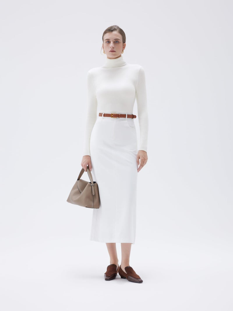 SUUKSESS Women Turtleneck Cashmere Blend Sweater Long Sleeve Shirts Fall Basic Thermal Tops Winter Clothes(Cream White, M) - Image 4