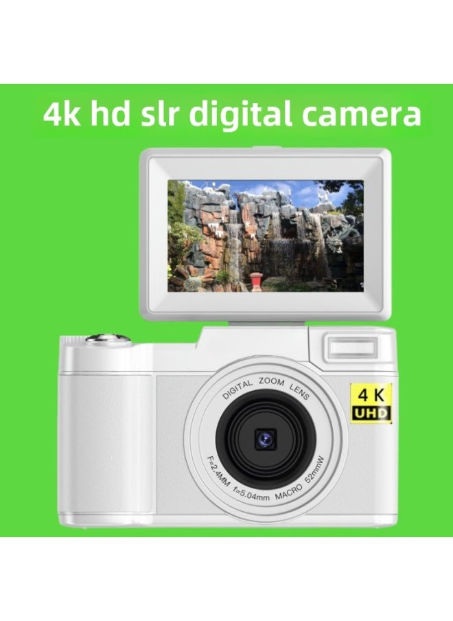Generic 48 Million Pixels 4K HD Smart Digital Camera Anti-shake Smiley Face Beauty HD Camera R2S-4K-Body Color:White Standard English Version-4k + Battery  - Image 1