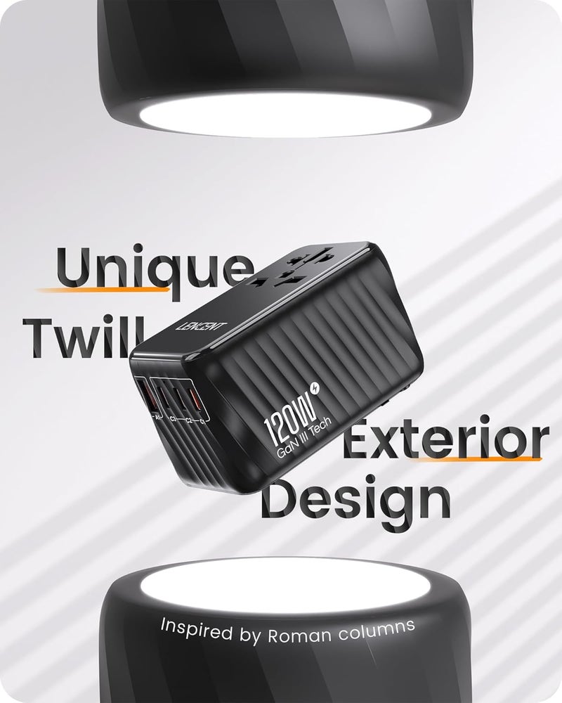 Foldable International Travel Adapter, 120W GaN Universal Fast Charger with 3 PD3.0 Type C+1 QC4.0 USB A, All in One Power Adaptor for iPhones,Laptops, Worldwide Plug Adapter for EU/USA/UK/AU, Black Flexible use switching - Image 4
