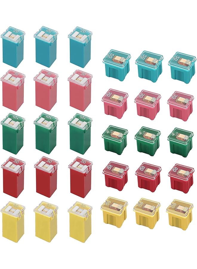 KASTWAVE 30Pcs Automotive Tall/Standard And Low Profile Box Shaped Fuses Assortment Kit, Car Fuse Assortment Kit (20A, 30A, 40A, 50A, 60A), Suitable For Chevrolet, Ford, Nissan Pickup Suv And Other Car Fuses - Image 1
