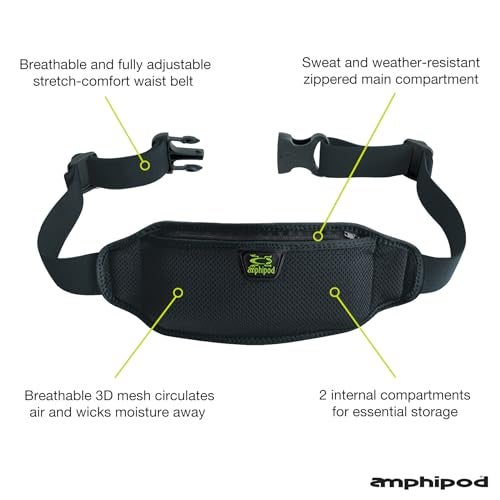 Amphipod AirFlow Lite Waistpack, Minimalist Runners Storage Fanny Waist Pack for Running, Jogging & Walking, Men & Women - Black - L - Image 2