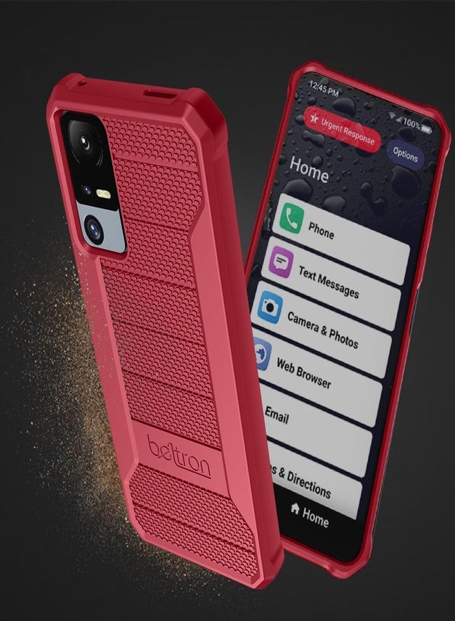 جراب هاتف BELTRON لهاتف Jitterbug Smart 4، جراب حماية نحيف وقوي بتقنية معززة لهاتف TCL 40XL / Lively Jitterbug Smart4 (أحمر) - Image 3