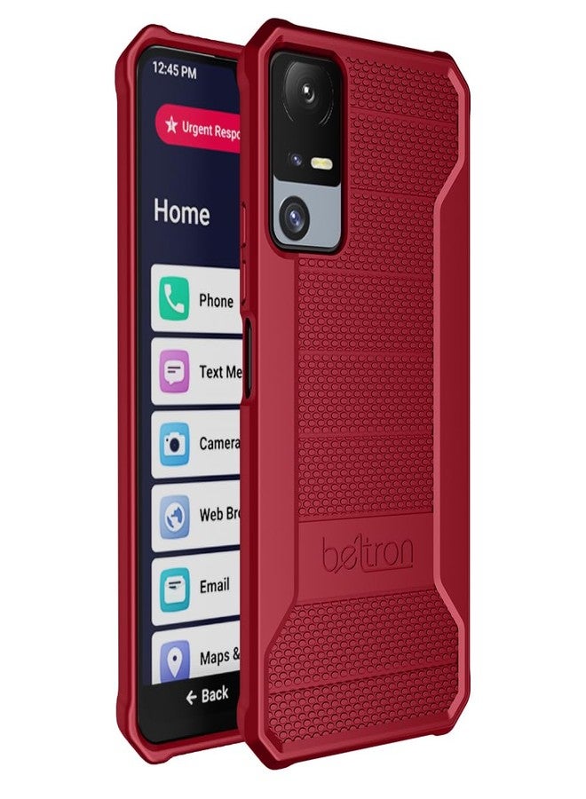 جراب هاتف BELTRON لهاتف Jitterbug Smart 4، جراب حماية نحيف وقوي بتقنية معززة لهاتف TCL 40XL / Lively Jitterbug Smart4 (أحمر) - Image 1