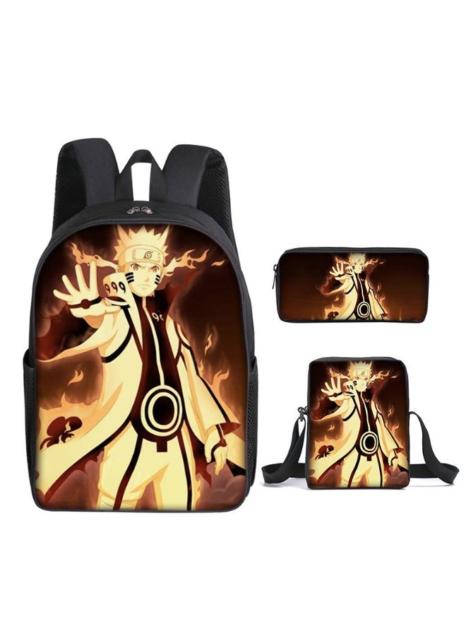 NARUTO backpack pencil case satchel three-piece suit men and women leisure sports travel backpack student school backpack - Image 1