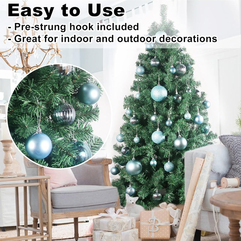 GameXcel Baby Blue 2.5" Christmas Balls Christmas Tree Decoration Ornaments Shatterproof Hanging Balls for Birthday Halloween Holiday Wedding Decorations Set of 24pcs - Image 5