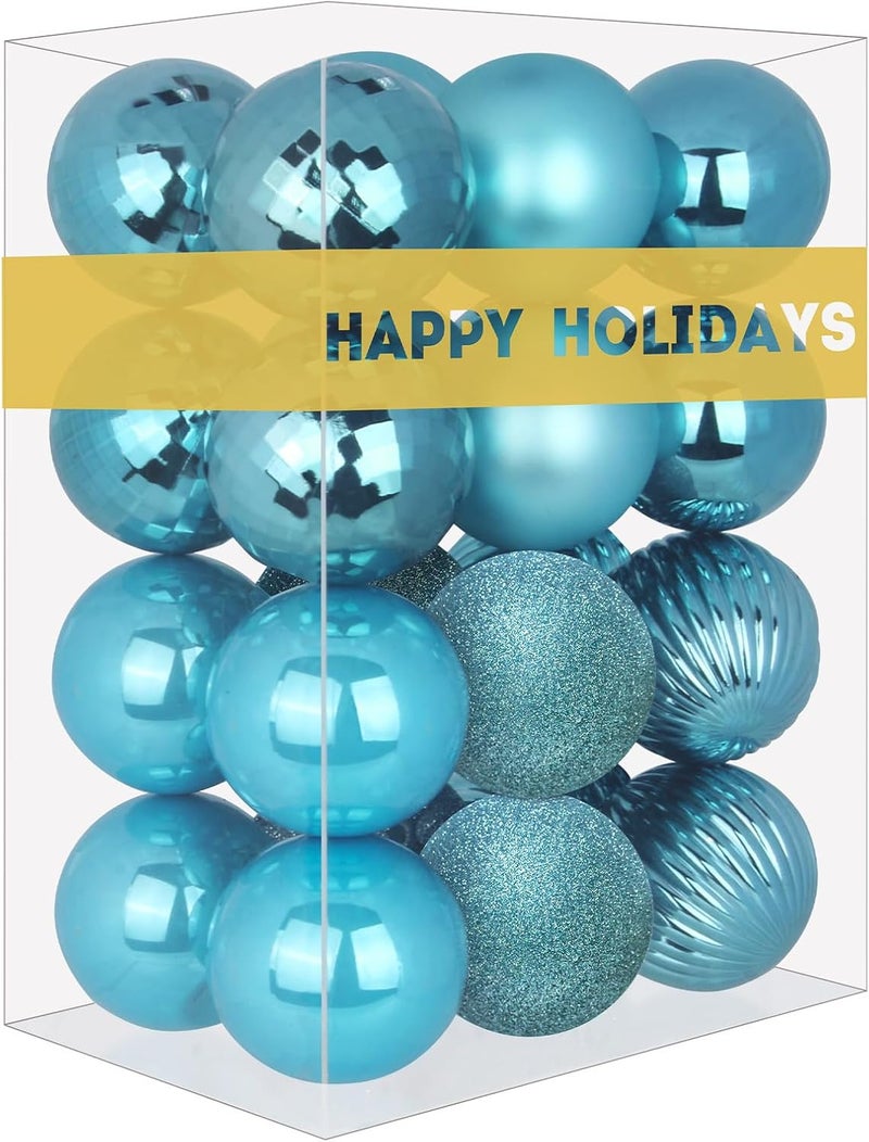 GameXcel Baby Blue 2.5" Christmas Balls Christmas Tree Decoration Ornaments Shatterproof Hanging Balls for Birthday Halloween Holiday Wedding Decorations Set of 24pcs - Image 1