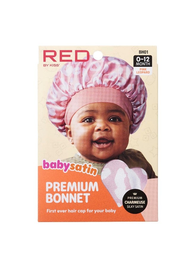 Red by Kiss Baby Satin Bonnet Sleep Cap for Infants,Soft, Stretchy, and Safe, Protects Baby Hair from Frizz & Breakage, Friction Bald Spots (Pink Leopard, 6-18M) - Image 2