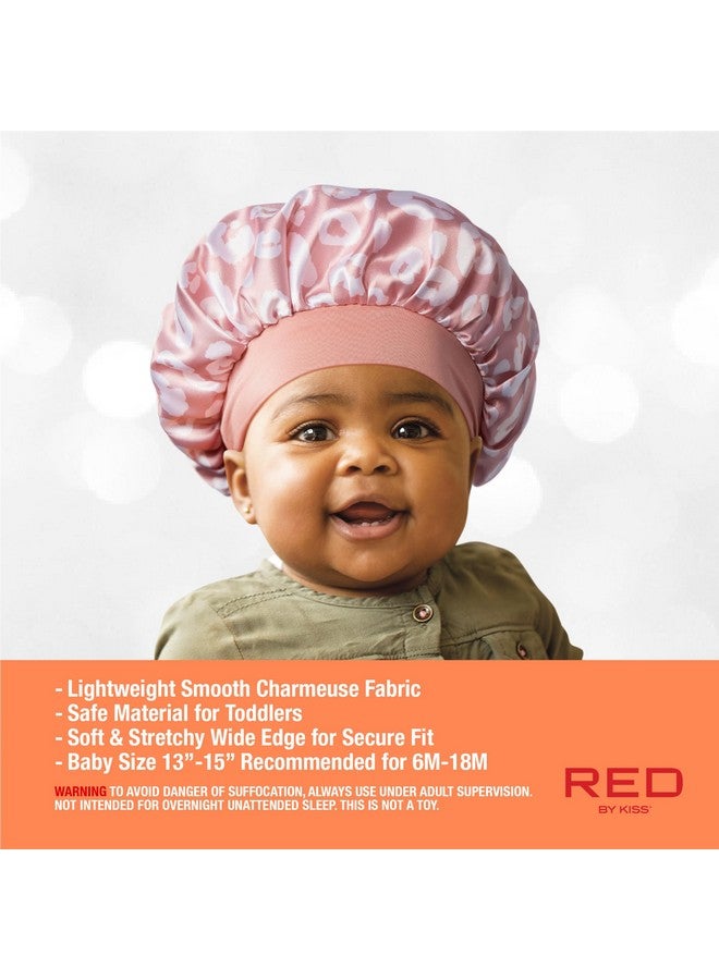 Red by Kiss Baby Satin Bonnet Sleep Cap for Infants,Soft, Stretchy, and Safe, Protects Baby Hair from Frizz & Breakage, Friction Bald Spots (Pink Leopard, 6-18M) - Image 4