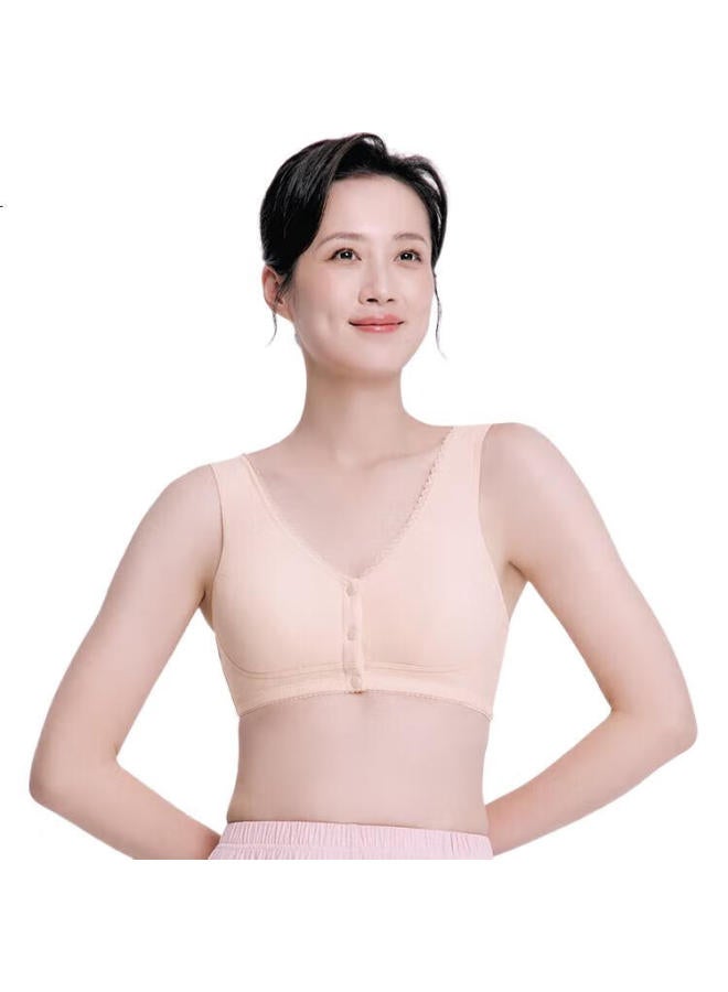 THREEGUN Sanqiang [Large Front Opening Bra] Wireless Pure Cotton Padded Bra, Conceals Side Soft And Skin-Friendly, Large Cup Underwear - Image 3