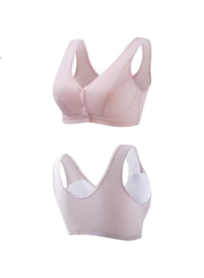 THREEGUN Sanqiang [Large Front Opening Bra] Wireless Pure Cotton Padded Bra, Conceals Side Soft And Skin-Friendly, Large Cup Underwear - Image 1
