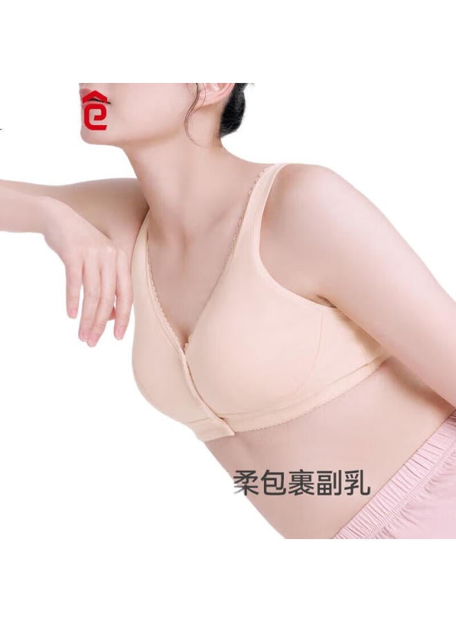 THREEGUN Sanqiang [Large Front Opening Bra] Wireless Pure Cotton Padded Bra, Conceals Side Soft And Skin-Friendly, Large Cup Underwear - Image 2
