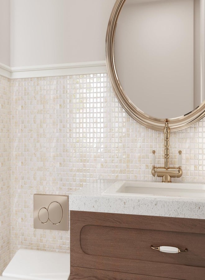 CRE8TIVE 4 Sheets Beige Peel and Stick Square Mosaic Backsplash Tile, 12"x12", Glossy Finish, Waterproof - Image 4