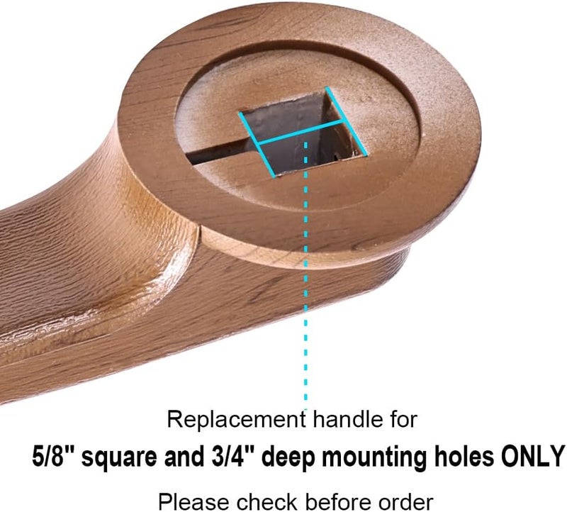 Yoogu 10 inch Recliner Handle Replacement Lever Kits for 5/8 inch Square and 3/4 inch Deep Mounting Hole (Teak Color) - Image 3