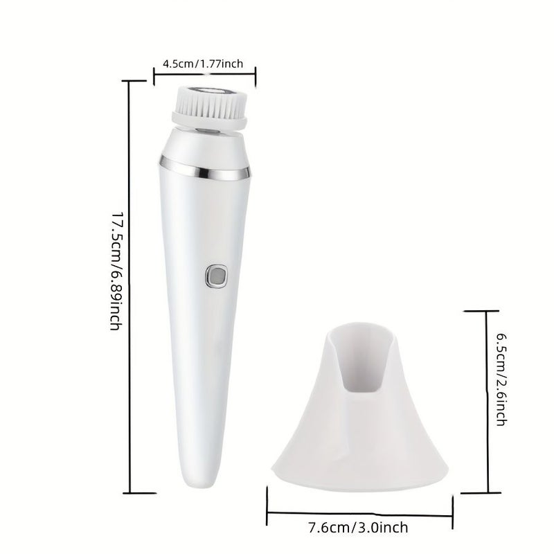 Green Rechargeable Electric Facial Cleansing Brush With Exfoliation And Massage Functions Three Speeds Adjustable For Men And Women Includes Four Brush Heads - Image 2