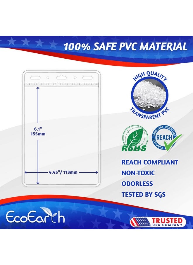 EcoEarth - Passport & Identification Card Holders With Soft Edge (Clear 4X6 Inch 100 Pack) Extra Large Vertical Id Holder Zipperless Plastic Name Badge Holders - Image 1