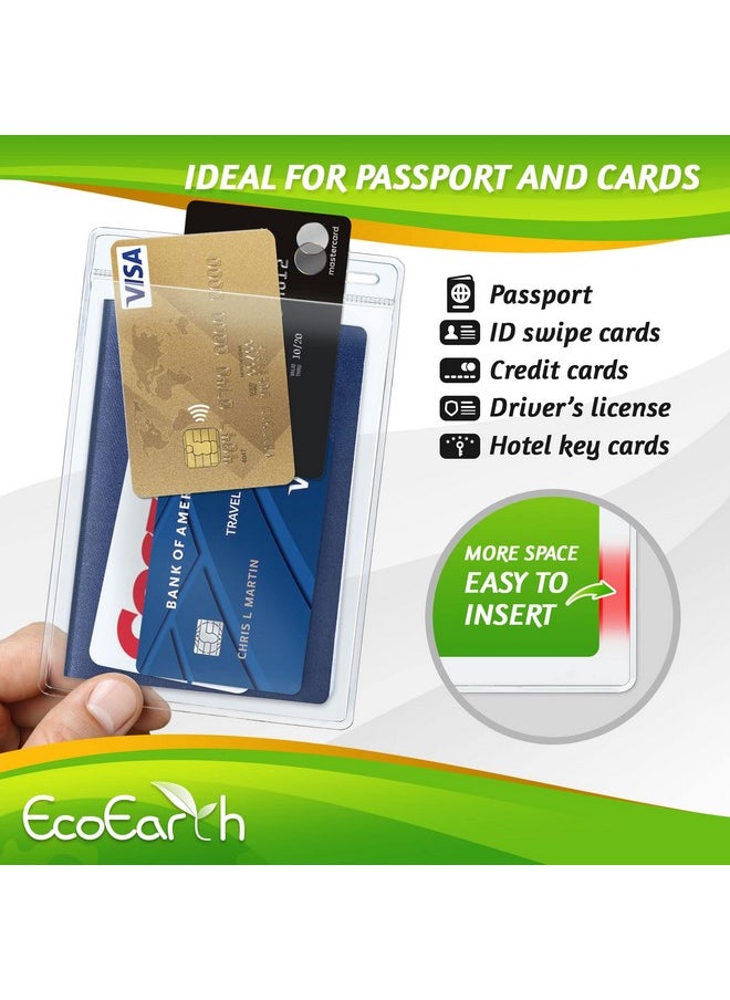 EcoEarth - Passport & Identification Card Holders With Soft Edge (Clear 4X6 Inch 100 Pack) Extra Large Vertical Id Holder Zipperless Plastic Name Badge Holders - Image 1