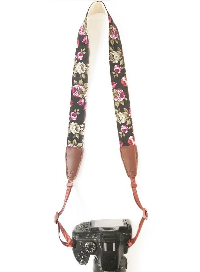 Alled Camera Neck Shoulder Belt Strap, Leather Vintage Print Soft Camera Straps for Women/Men for DSLR/SLR/Nikon/Canon/Sony/Olympus/Samsung/Pentax/Fujifilm (LeatherÿBlackÿPrint) - Image 4