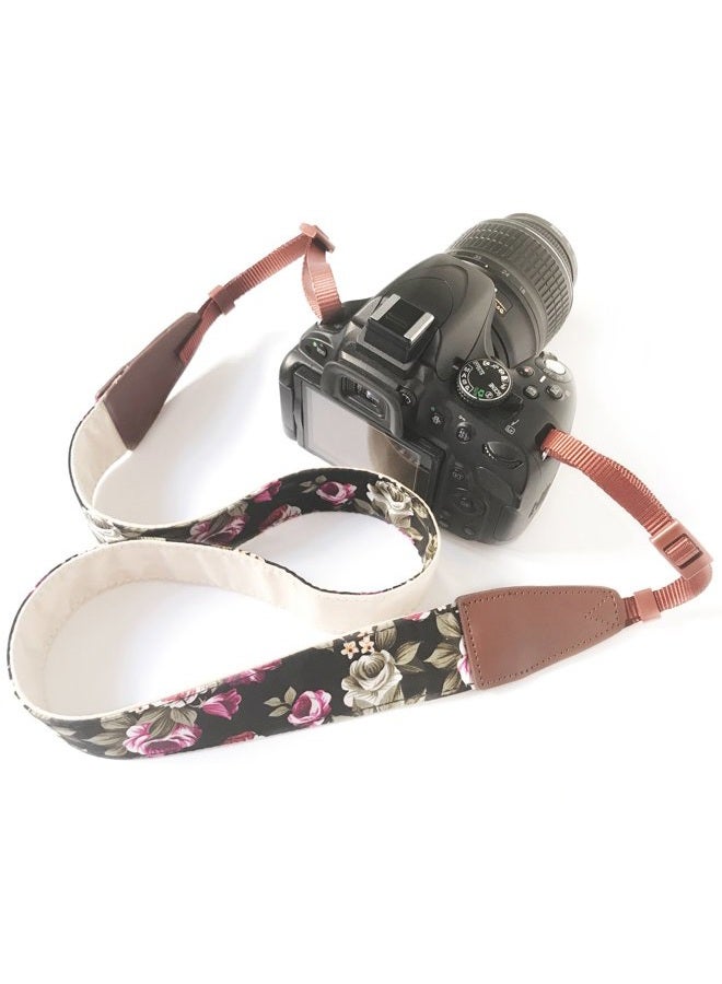 Alled Camera Neck Shoulder Belt Strap, Leather Vintage Print Soft Camera Straps for Women/Men for DSLR/SLR/Nikon/Canon/Sony/Olympus/Samsung/Pentax/Fujifilm (LeatherÿBlackÿPrint) - Image 3