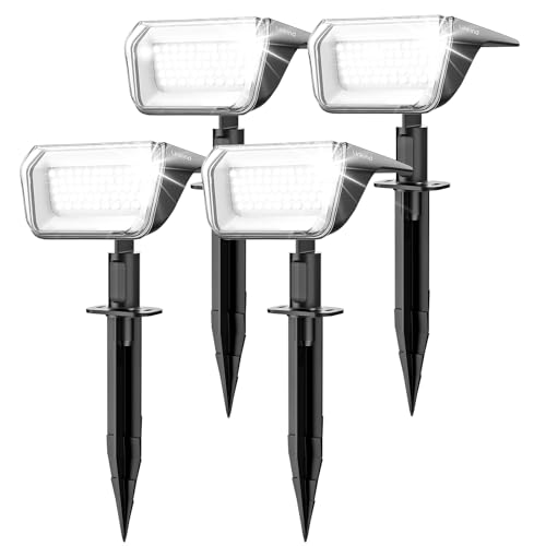 Linkind Solar Spot Lights Outdoor, 60 LEDs Solar Lights Outdoor Waterproof IP67 with 30% Conversion Rate, Ideal for Landscape, Garden, Yard, Pathway (4 Pack, Cool White) - Image 1